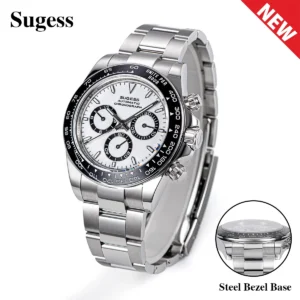 Professional Chronograph Automatic Dive Watch with Ceramic Bezel and Stainless Steel Bracelet