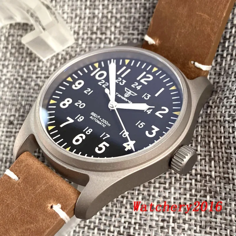 Professional Titanium Automatic Dive Watch with Sapphire Crystal and Leather Strap - Image 2