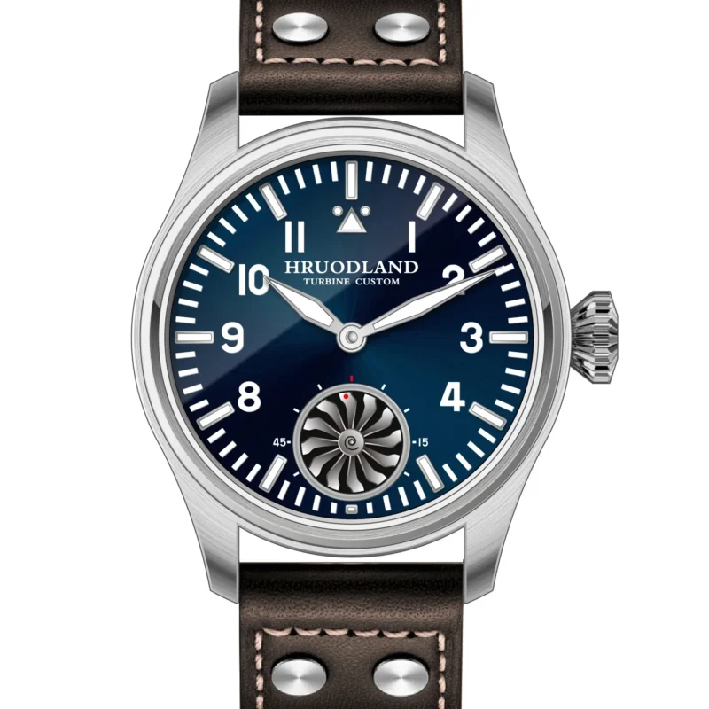 Vintage Pilot Manual Wind Watch with Sapphire Crystal and Leather Strap - Image 10