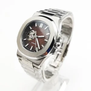 Luxury Square Automatic Watch with Sapphire Crystal and Luminous Coffee Dial