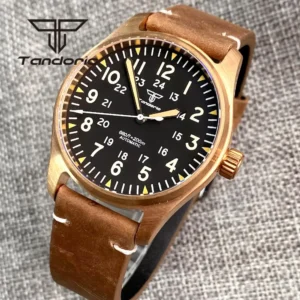 Bronze Automatic Dive Watch 200M Water Resistant with Sapphire Crystal and Leather Strap