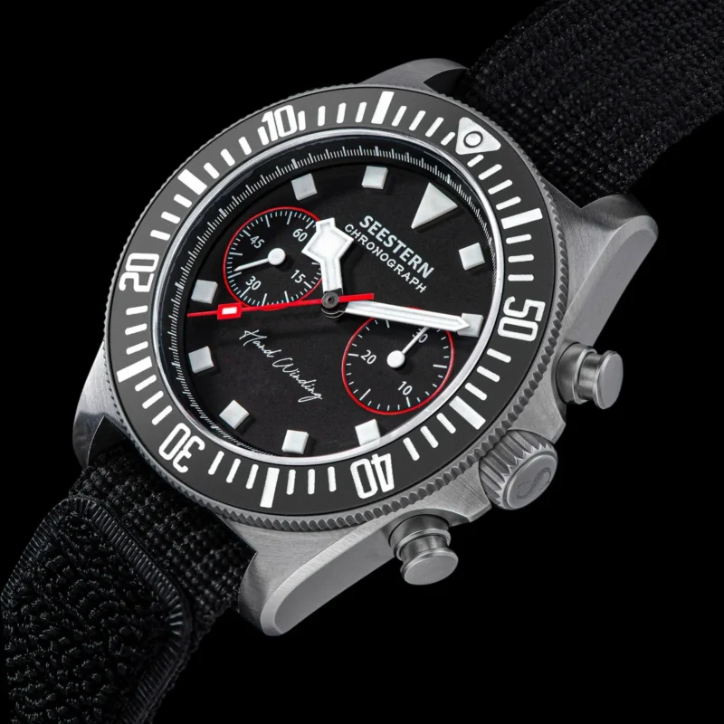 Vintage-Inspired Mechanical Chronograph Watch with Sapphire Crystal and Nylon Strap - Image 5