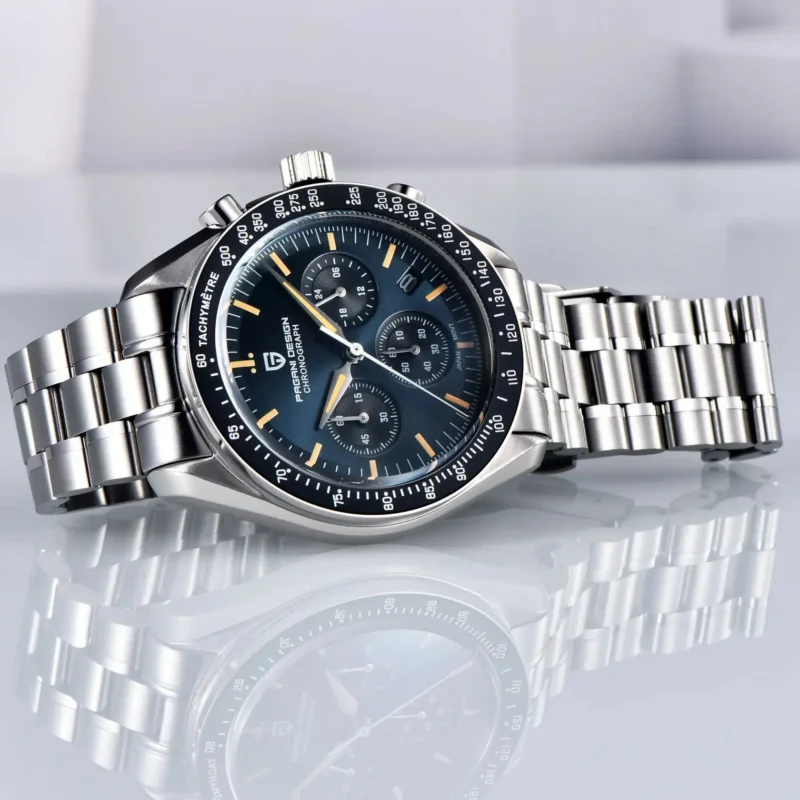 Luxury Chronograph Quartz Watch with Sapphire Crystal and Stainless Steel Bracelet - Image 2