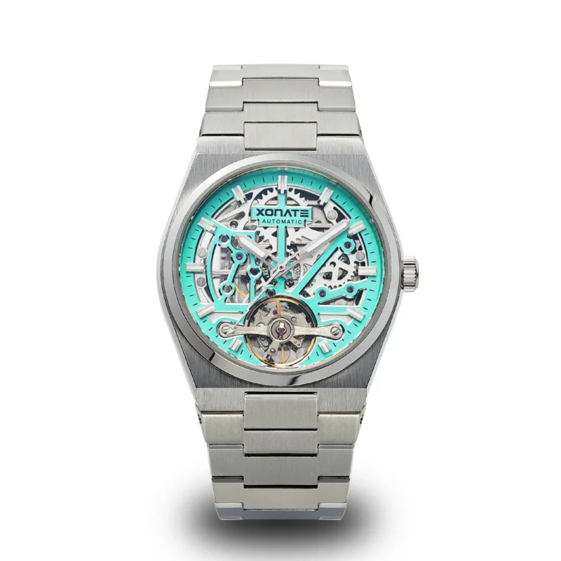 Luxury Skeleton Automatic Watch with Sapphire Crystal and Stainless Steel Bracelet - Image 9