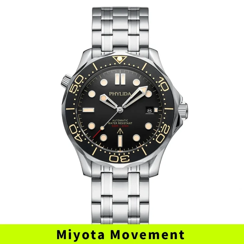 Professional Automatic Dive Watch with Sapphire Crystal and Mesh Bracelet 200M Water Resistant - Image 11