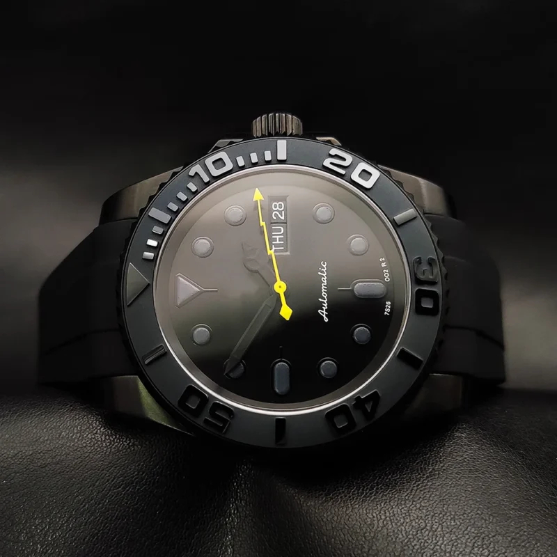 Elegant Black PVD Automatic Dress Watch with Sapphire Crystal and Steel Bracelet - Image 4