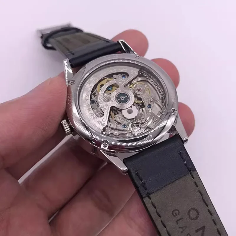 Premium Automatic Watch with Exhibition Caseback Sapphire Crystal and Leather Strap - Image 6