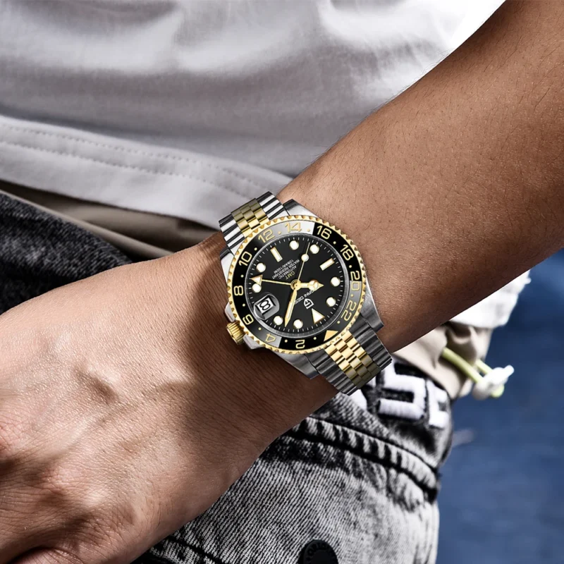 GMT Automatic Dive Watch with Sapphire Crystal and Stainless Steel Bracelet - Image 4