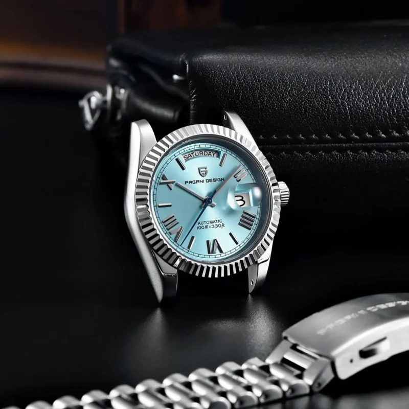 Classic Automatic Luxury Watch with Sapphire Crystal and Stainless Steel Bracelet - Image 5