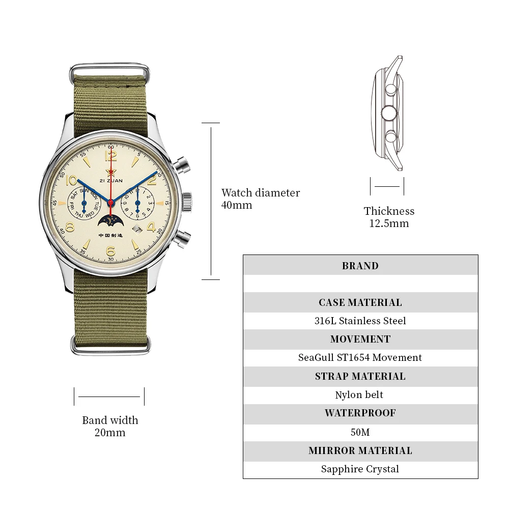 Military pilot watch with advanced timekeeping for flight operations
