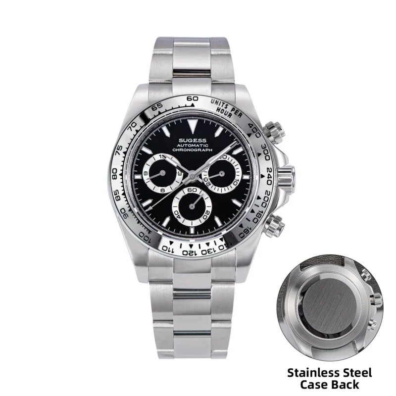 Professional Panda Dial Chronograph Automatic Watch with Ceramic Bezel and Stainless Steel Bracelet - Image 16