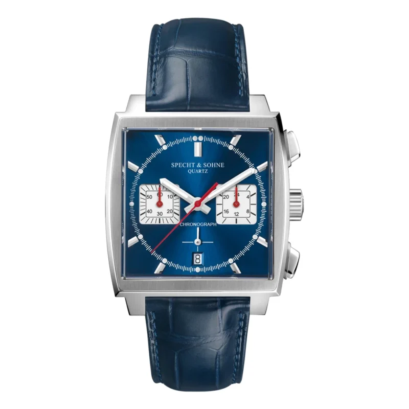 Luxury Rectangular Chronograph Quartz Watch with Stainless Steel Bracelet and Calendar Function - Image 17