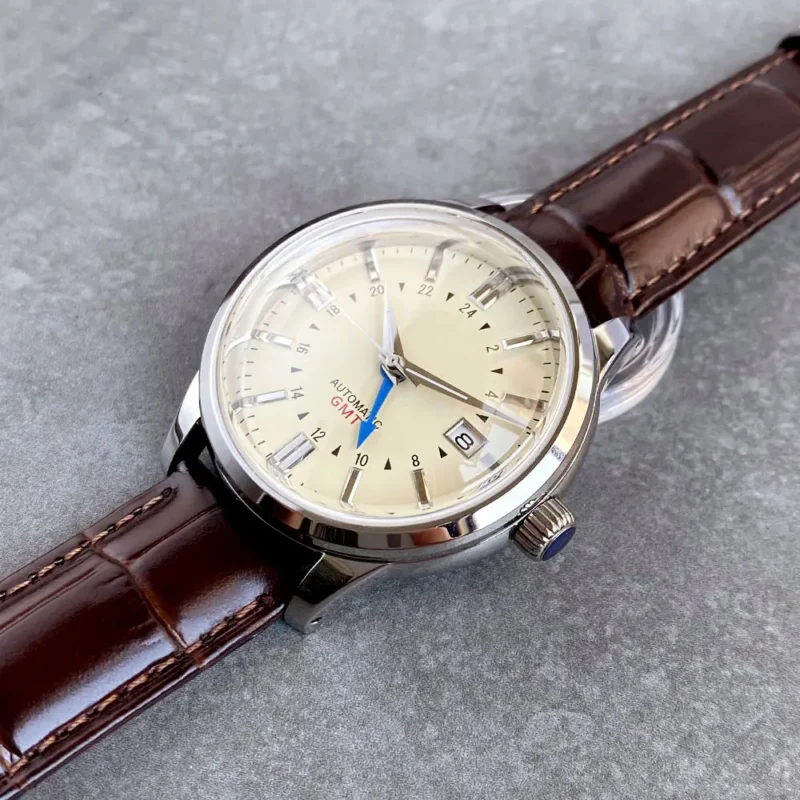 Desert Texture GMT Automatic Watch with 200m Water Resistance and Leather Strap - Image 3