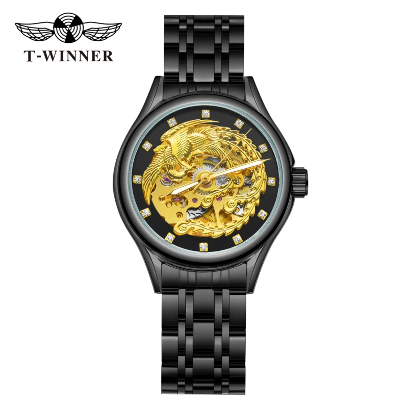 Luxury Skeleton Automatic Ladies Watch with Diamond Dial and Stainless Steel Bracelet - Image 9