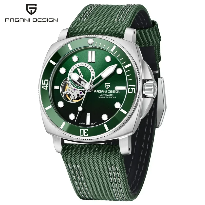 Square Automatic Dive Watch Seiko NH39A Movement Sapphire Crystal 656ft Water Resistant Steel Bracelet - Image 12