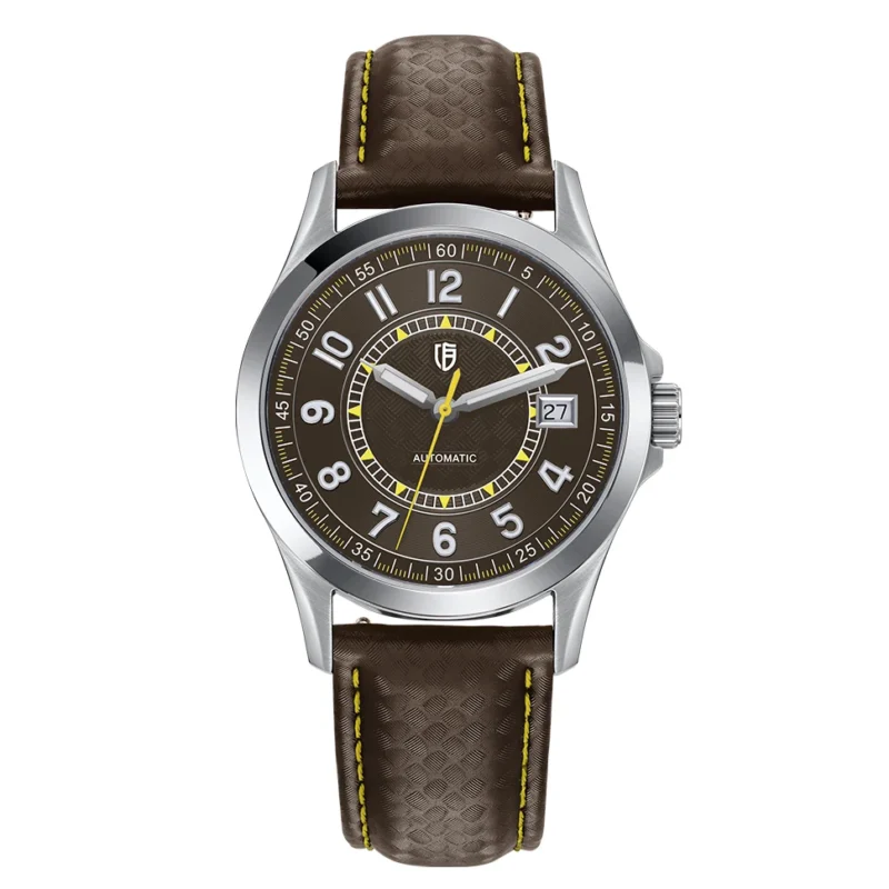 Classic Automatic Dress Watch with Sapphire Crystal and Leather Strap - Image 12