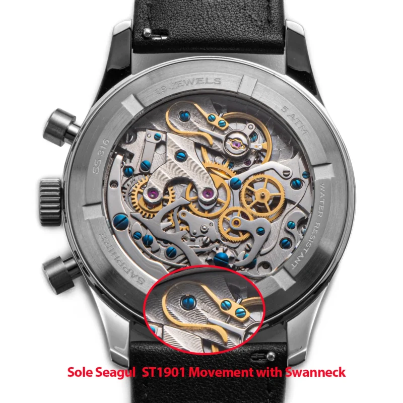 Pilot Chronograph Hand-Wind Mechanical Watch with Skeleton Display and Leather Strap - Image 3