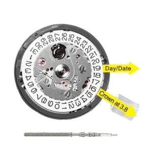 Premium NH35A Automatic Watch Movement with Black Date Dial for Watchmaking and Modifications