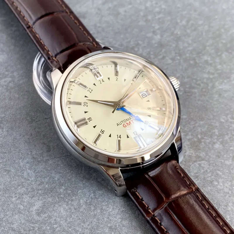 Desert Texture GMT Automatic Watch with 200m Water Resistance and Leather Strap - Image 4