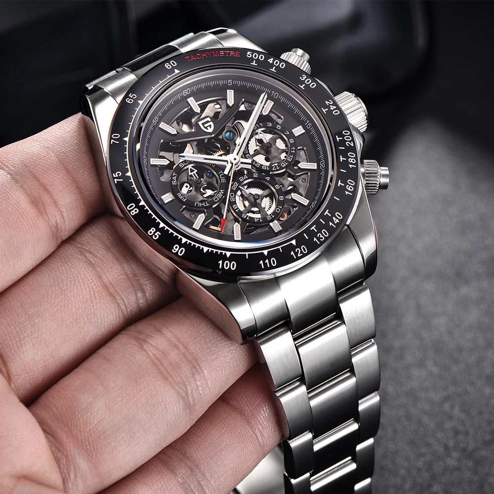 Close-up of GMT dive watch showing 24-hour hand and bezel markings