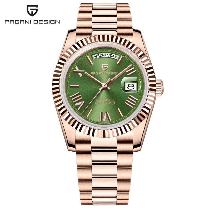 Classic Rose Gold Automatic Watch With Sapphire Crystal And Stainless Steel Bracelet - Image 2