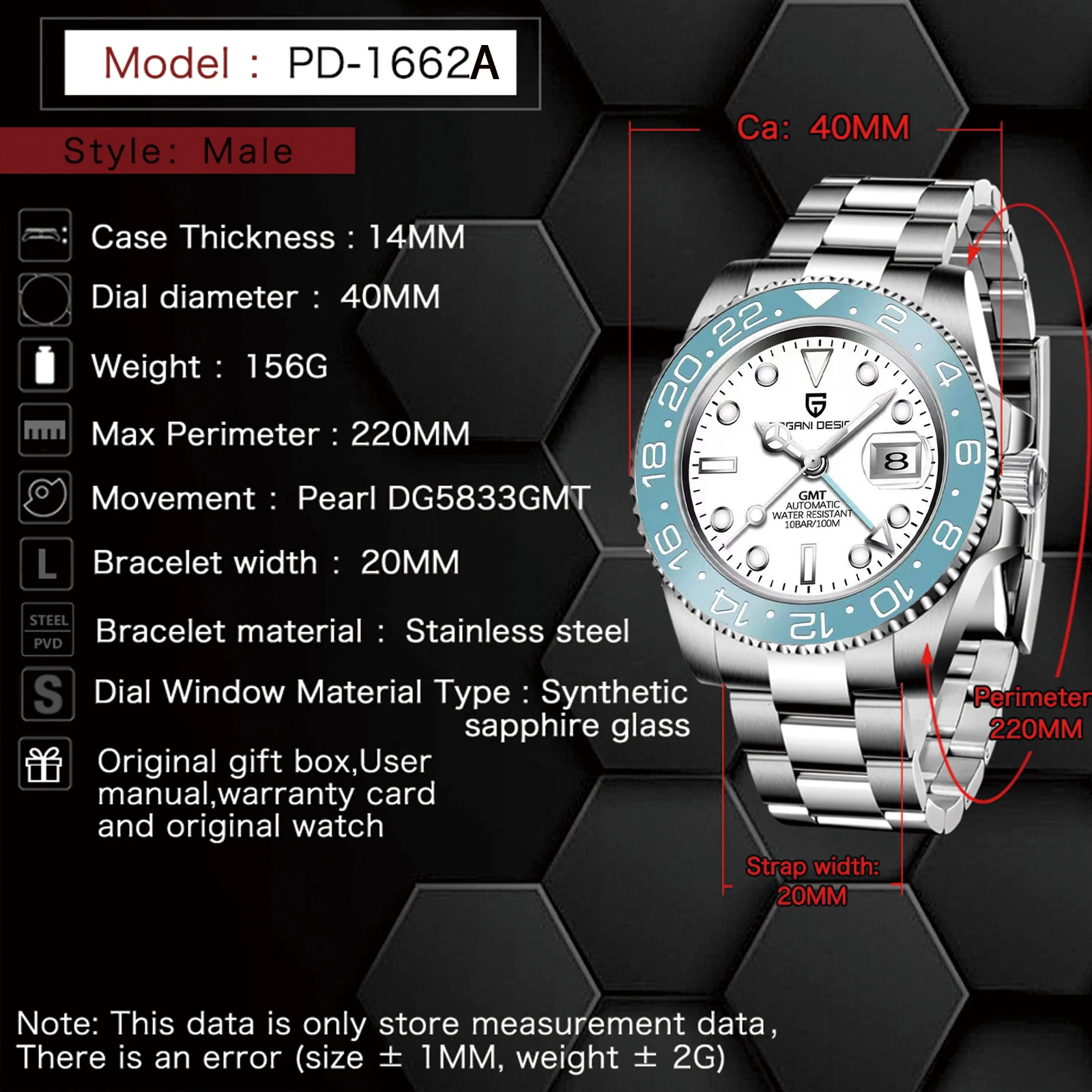 GMT pilot watch with 24-hour scale and additional hand for tracking multiple time zones