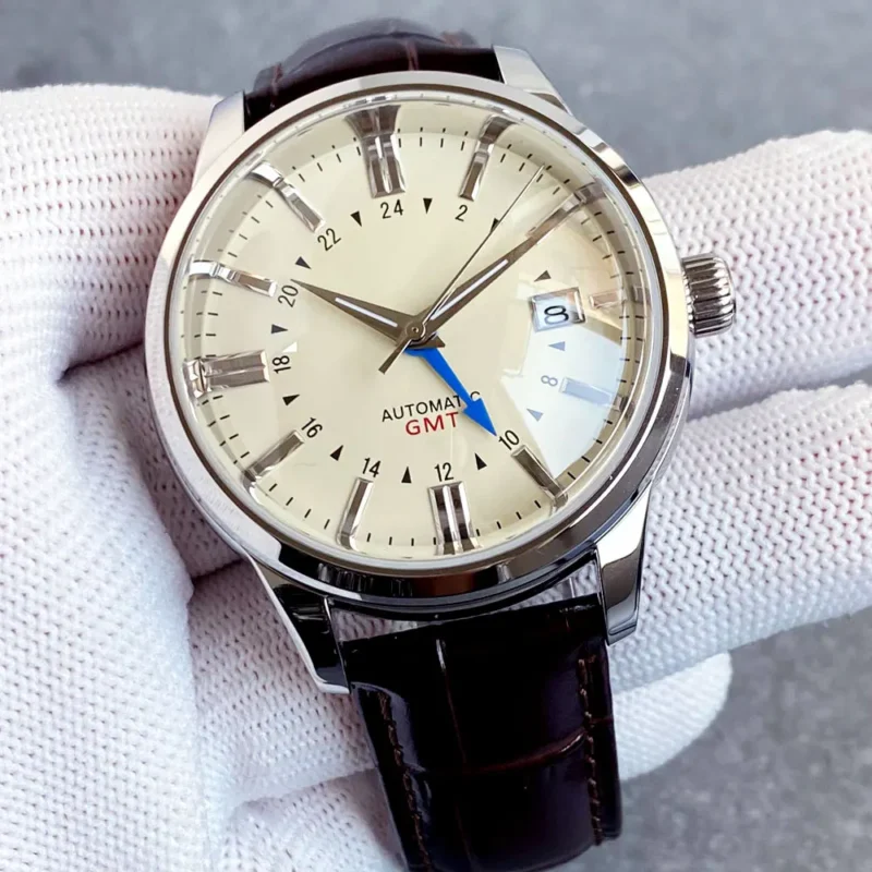 Desert Texture GMT Automatic Watch with 200m Water Resistance and Leather Strap - Image 2