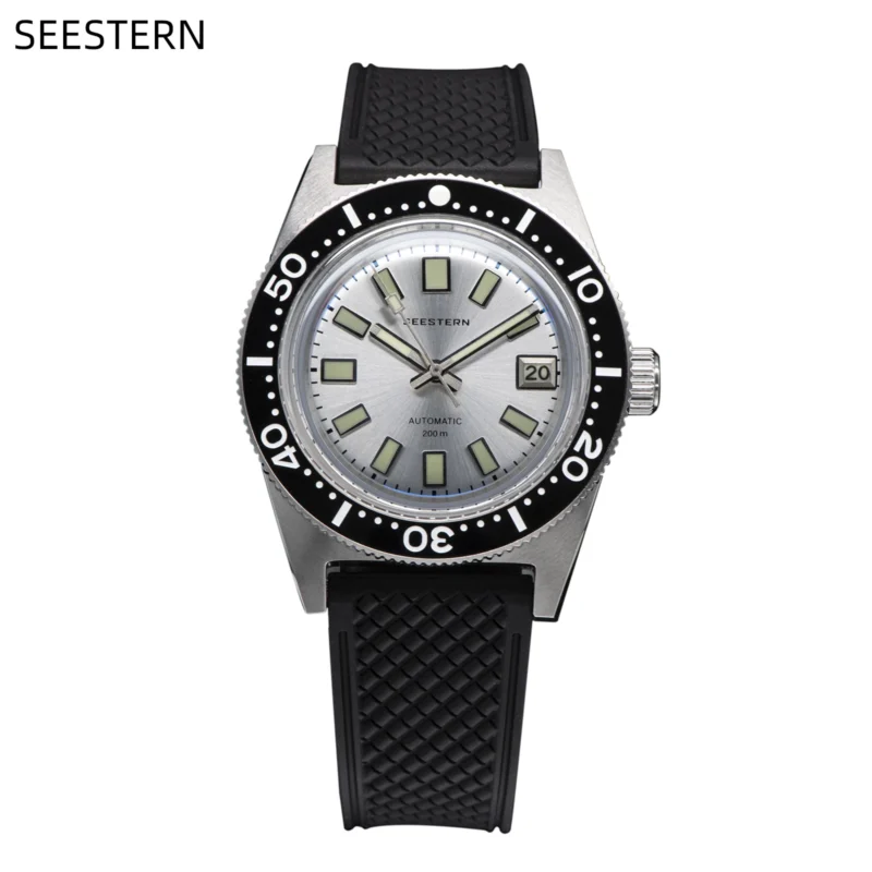 SEESTERN 62MAS Professional Dive Automatic Watch with Sapphire Crystal and Rubber Strap