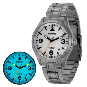Professional Pilot Automatic Titanium Watch with Sapphire Crystal and Super Luminous Dial