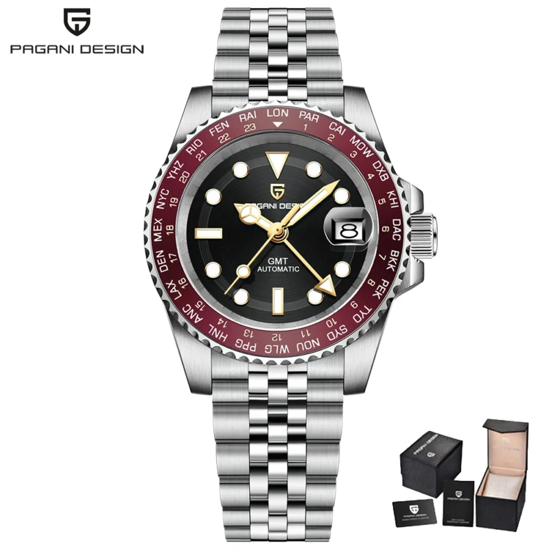 Professional GMT Automatic Watch with Sapphire Crystal and Stainless Steel Bracelet - Image 14