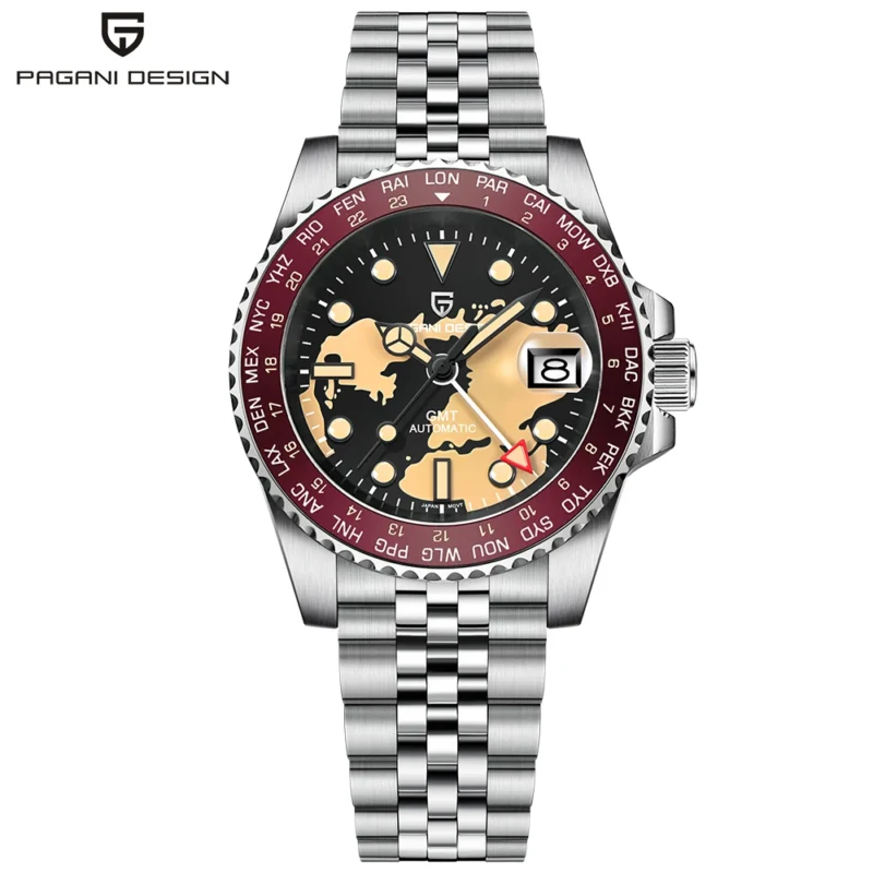 Professional GMT Automatic Watch with Sapphire Crystal and Stainless Steel Bracelet - Image 7