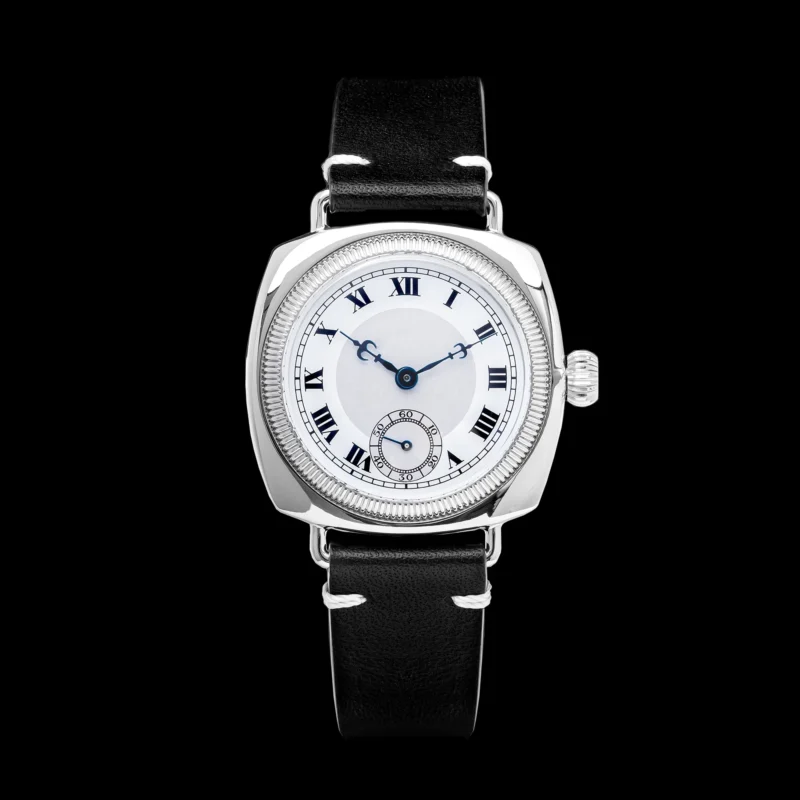 Classic Pillow-Shaped Quartz Watch with Sapphire Crystal and Leather Strap - Image 9
