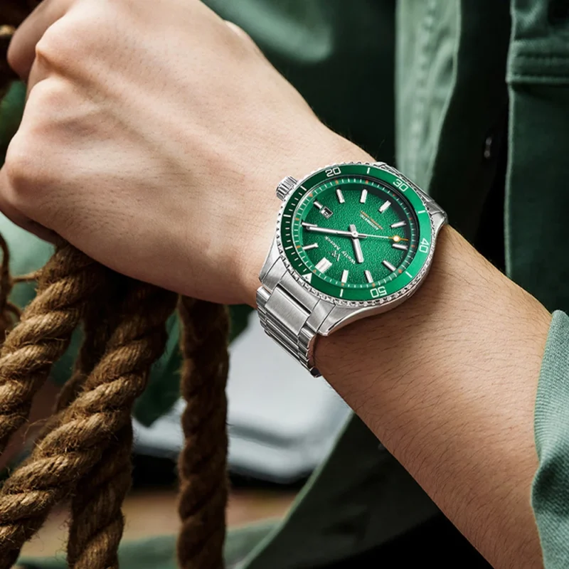 Professional Automatic Dive Watch with Sapphire Crystal and Stainless Steel Bracelet - Image 6