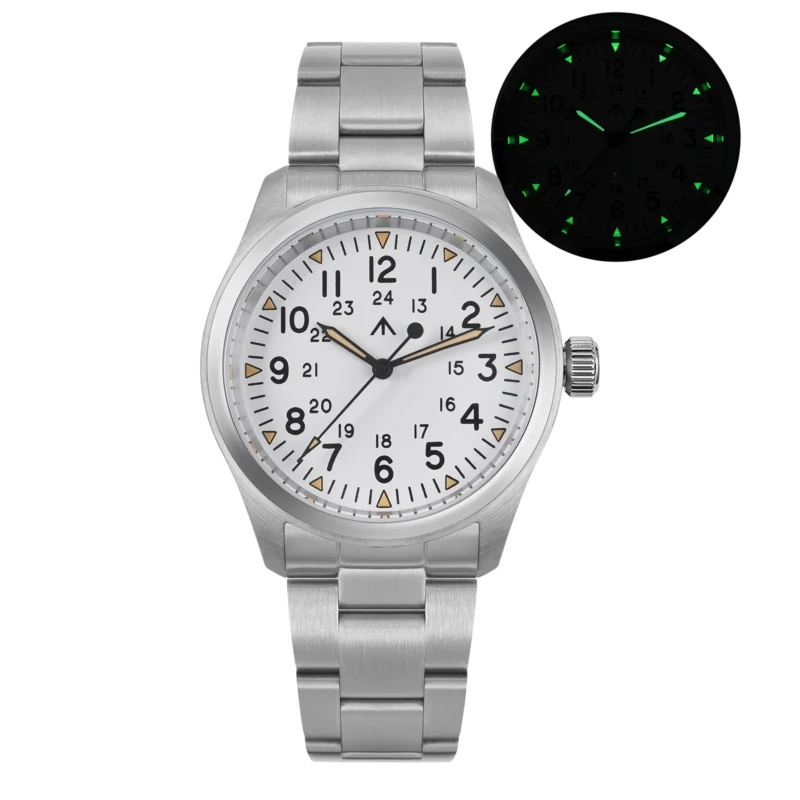 Military Vintage Quartz Field Watch with Double Sapphire Crystal and 10Bar Water Resistance - Image 7