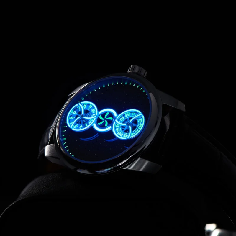 Luxury Double Star Automatic Watch with Sapphire Crystal and Leather Strap - Image 3