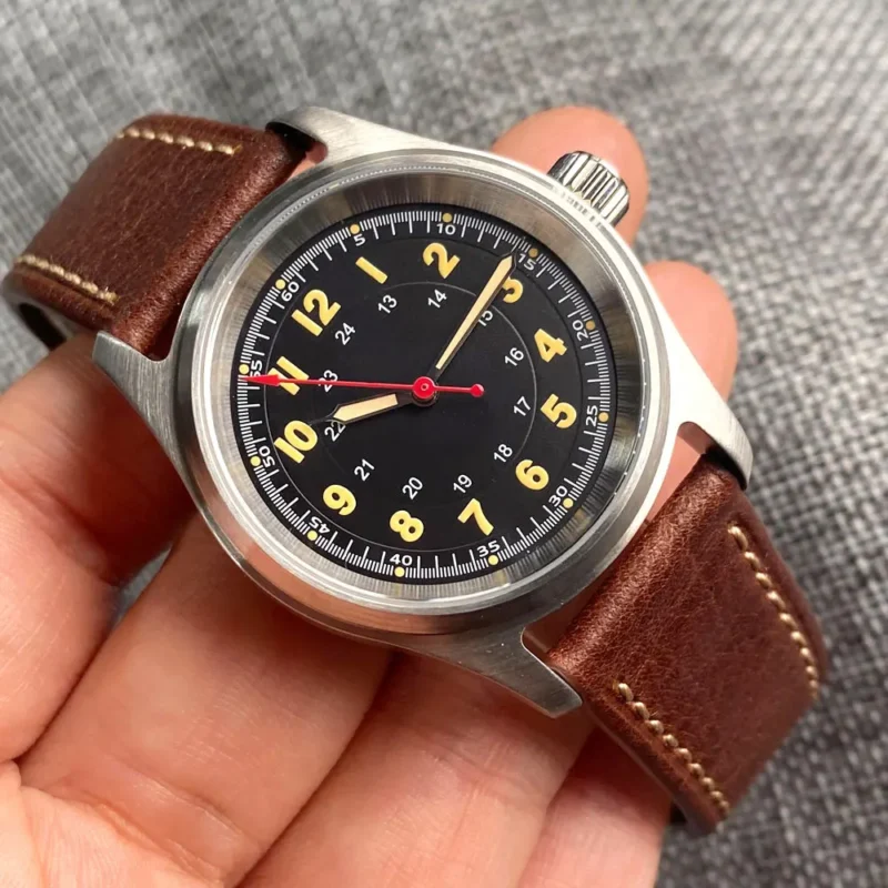 Vintage Bronze 36mm Automatic Pilot Watch with Sapphire Crystal and Leather Strap - Image 22