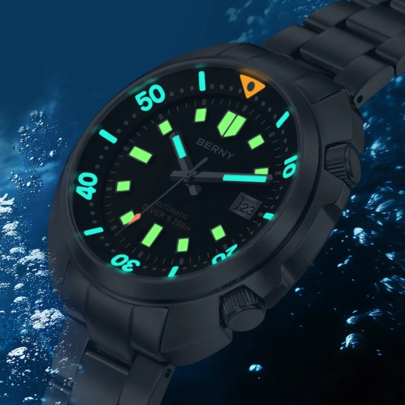 Professional Automatic Dive Watch with Sapphire Crystal and Stainless Steel Bracelet - Image 3