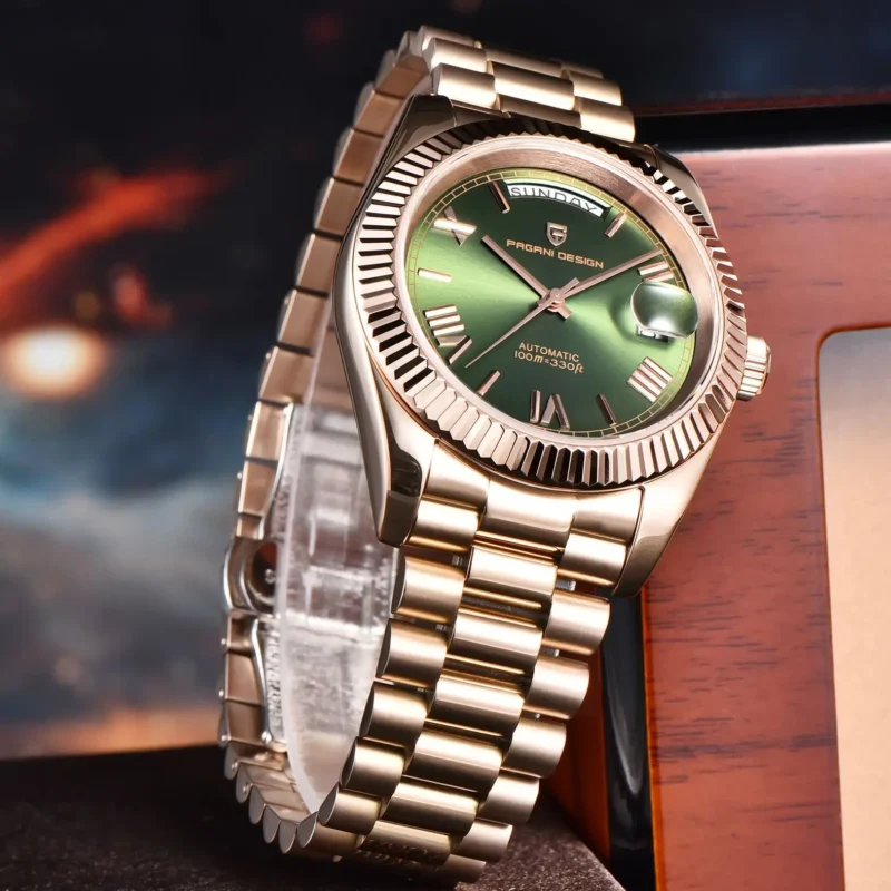 Classic Rose Gold Automatic Watch With Sapphire Crystal And Stainless Steel Bracelet - Image 5