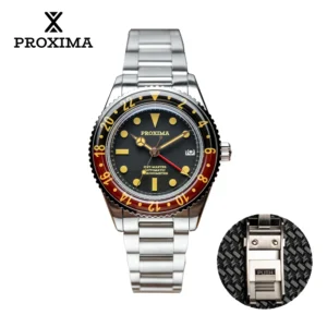 Professional GMT Automatic Dive Watch with Sapphire Bezel and 316L Stainless Steel Bracelet