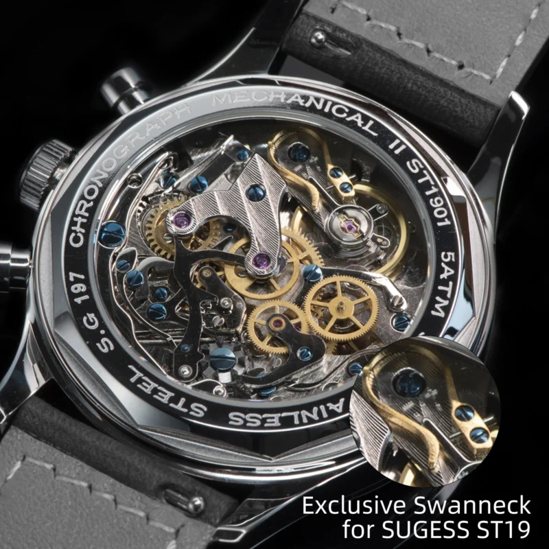 Luxury Mechanical Chronograph Watch with Moonphase Calendar and Swan Neck Movement - Image 2