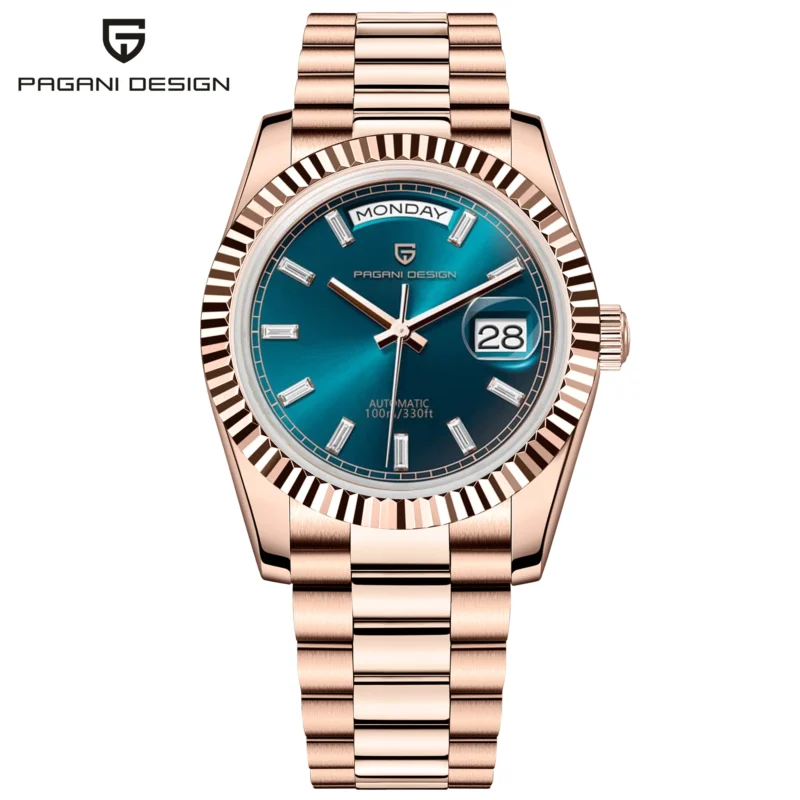 Classic Rose Gold Automatic Watch With Sapphire Crystal And Stainless Steel Bracelet - Image 7