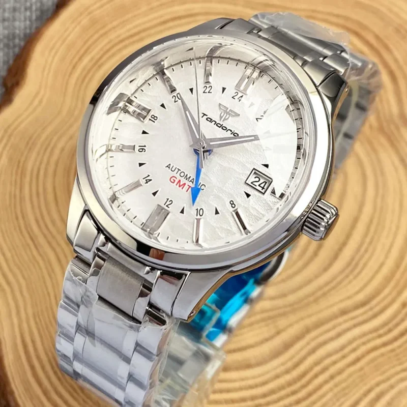 Professional GMT Automatic Watch with Dome Sapphire Crystal and Stainless Steel Bracelet - Image 5