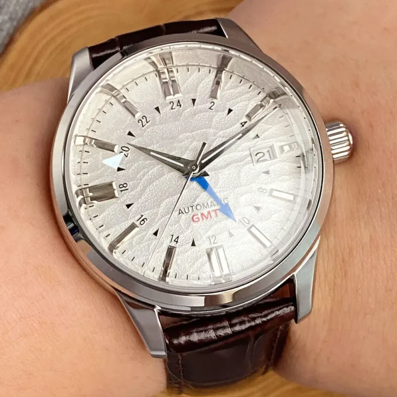 Desert Texture GMT Automatic Watch with 200m Water Resistance and Leather Strap - Image 22