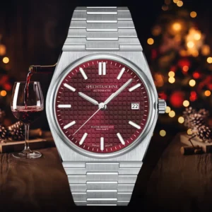 Classic Wine Red Automatic Watch with NH35 Movement Sapphire Crystal Stainless Steel Bracelet