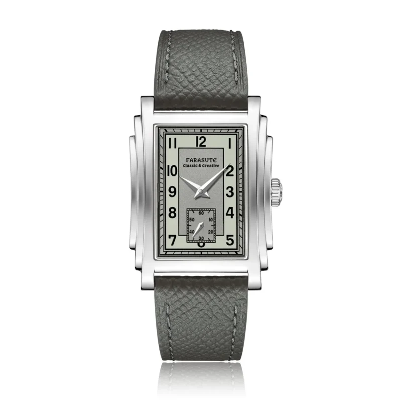 Elegant Square Manual Wind Mechanical Watch with Sapphire Crystal and Leather Strap - Image 6