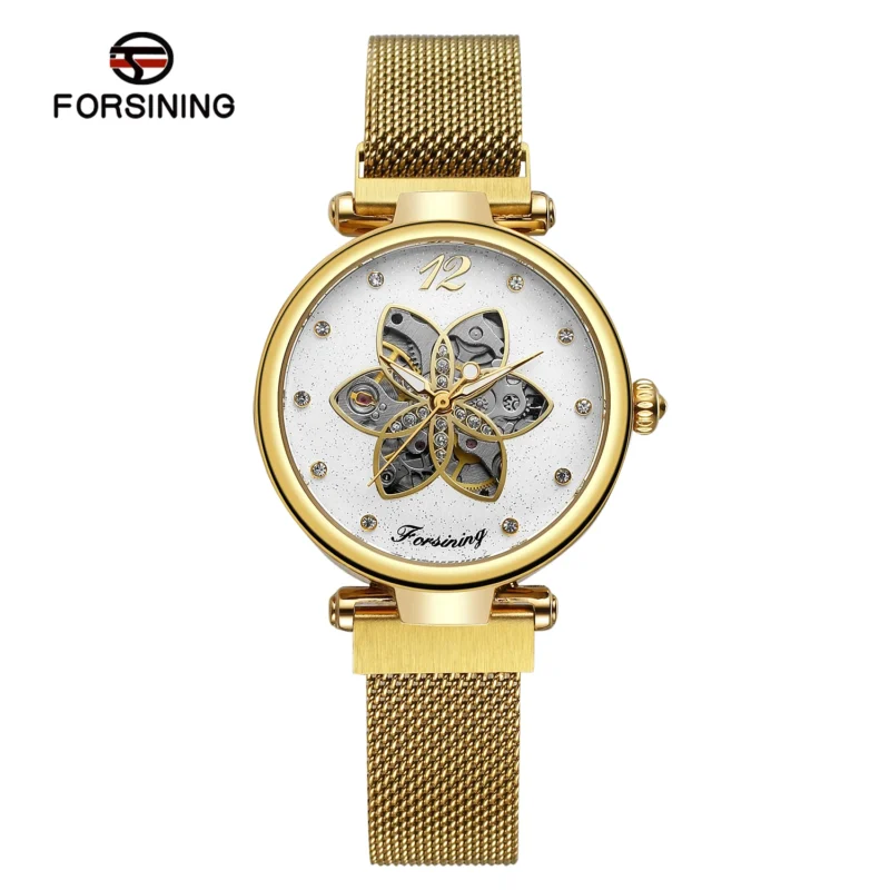 Starry Sky Open Heart Automatic Watch with Rose Gold Case and Stainless Steel Bracelet - Image 7