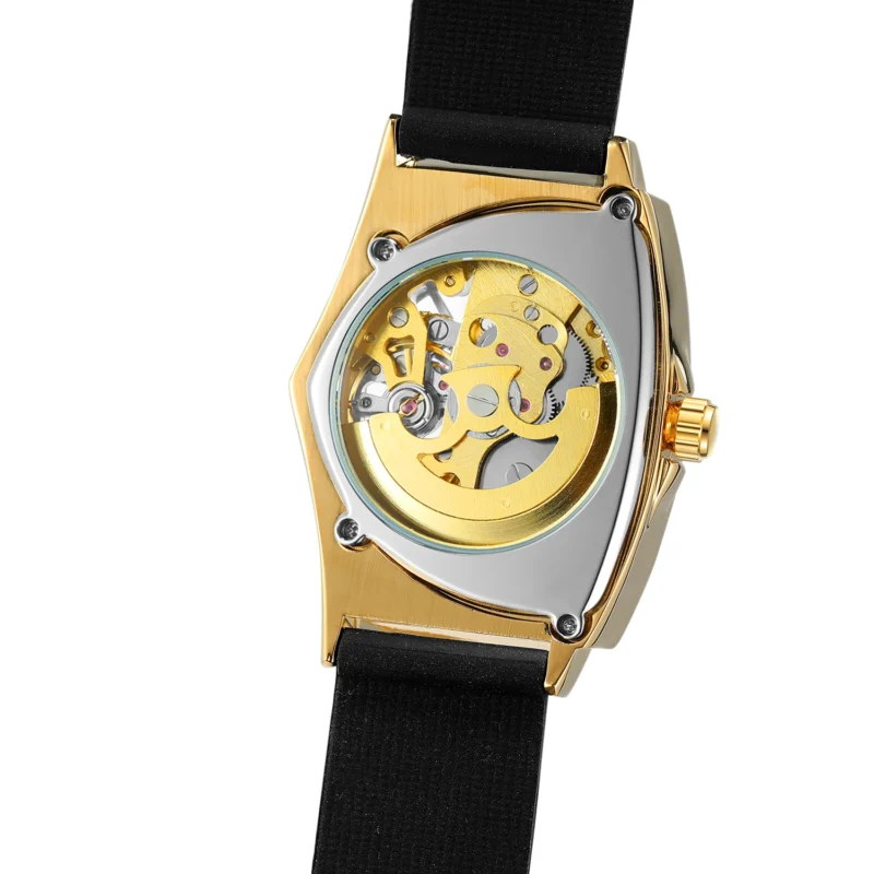 Triangle Skeleton Automatic Watch with Luminous Dial and Luxury Rubber Strap - Image 3