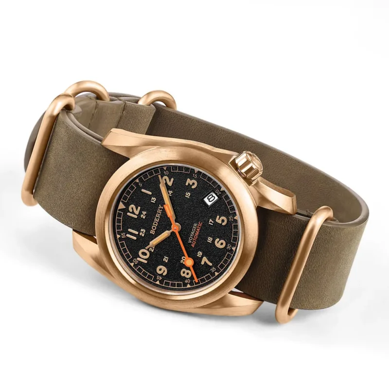 Voyager Bronze Field Automatic Watch with Sapphire Crystal and Leather Strap - Image 2