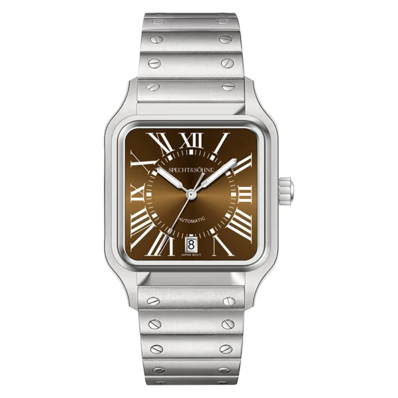 Tonneau Automatic Watch with Complete Calendar Sapphire Crystal PVD Gold Stainless Steel Bracelet - Image 12