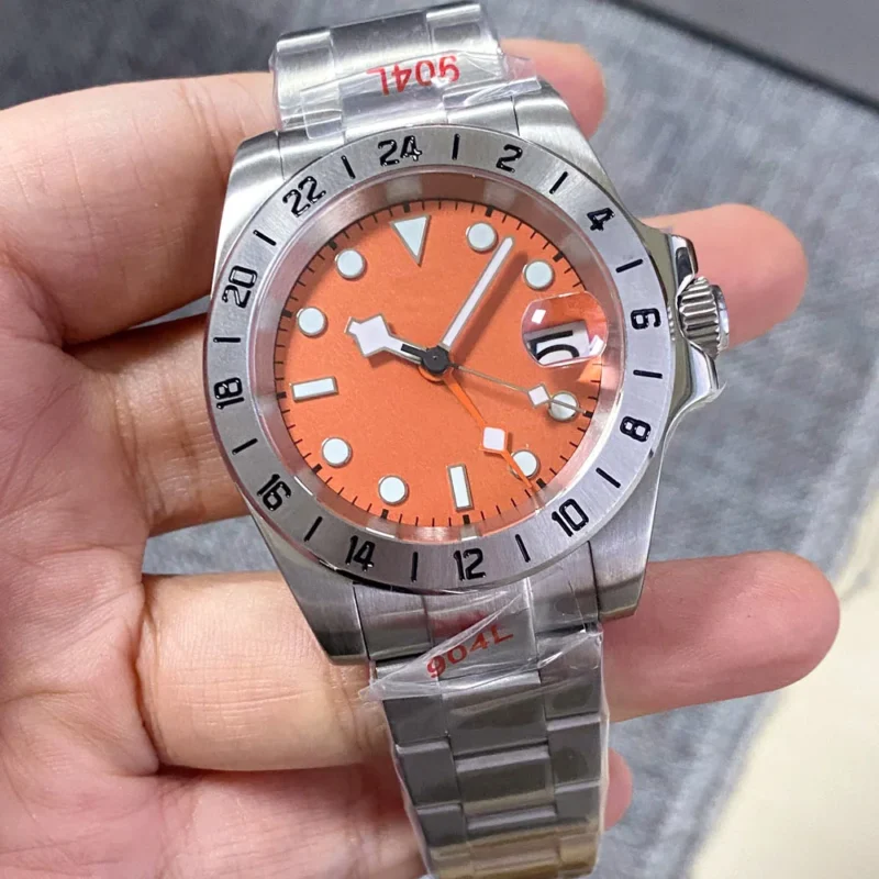 Explorer GMT Automatic Field Watch with Orange 24-Hour Hand and Sapphire Crystal - Image 9